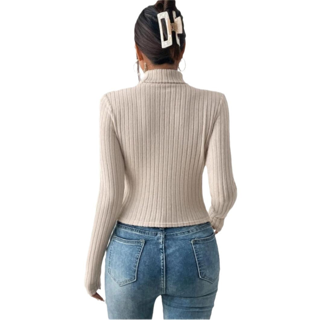 Damen Rollkragen-Shirt mit Hohldesign – Sexy & Elegant